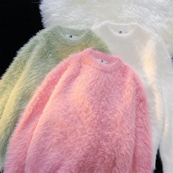 Men's Clothing Solid Color Warm Knitted Sweater Round Neck Autumn And Winter Harajuku Style Ins Loose Trendy Wear