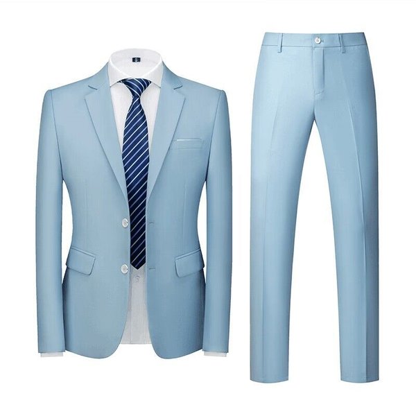 Men's Clothing Four Seasons Light Business Korean Men's Slim Date Suit Two-Piece Suit Groom Wedding Banquet Dress Studio Suit-image