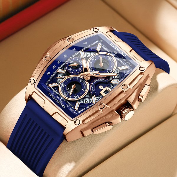 Top Brand Men's Watches Luxury Square Quartz Wristwatch Waterproof Luminous Chronograph Watch For Men Date Clock-image