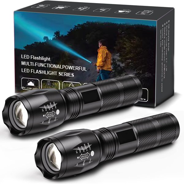 Telescopic Zoom Strong Light Aluminum Alloy Flashlight Waterproof Outdoor Night Running Riding Patrol Searchlight-image