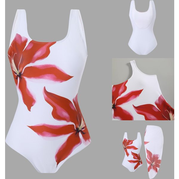 Women's Clothing Positioning Printing Sexy Beach Skirt Bikini Hot Spring Swimsuit Suit-image