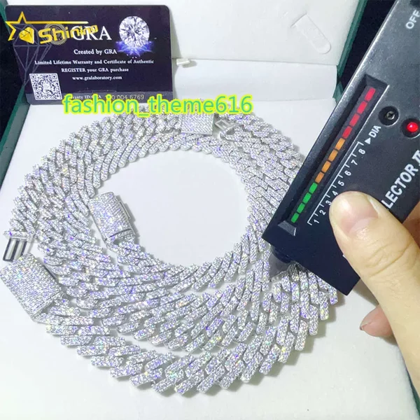 Mossanite 8Mm 10Mm 12Mm Dropshipping Gold Plated Sier Hip Hop Iced Out Moissanite Cuban Link Chain Jewelry Dmqg-image