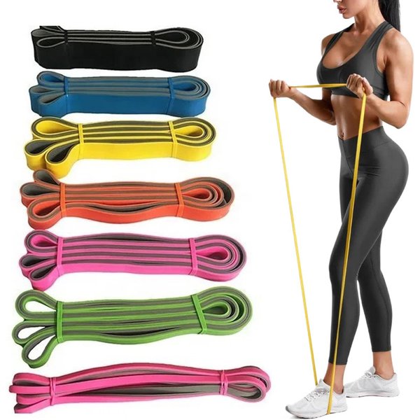 Two-Tone Elastic Band 20-30 Lb Resistance Band Strength Training Pull-Up Elastic Band Yoga Tension Band-image