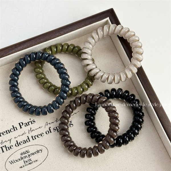 Glass Bright Color Simple High Elastic Basic Telephone Line Hair Band Hair Rope New All-Match Head Rope Ponytail Head Rope-image