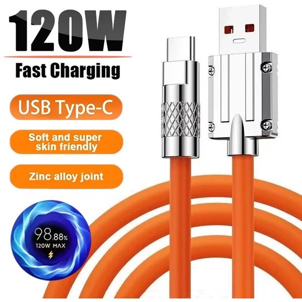 120W 6A Super Fast Charge Type C Liquid Silicone Cable Quick Charge 2M USB Cable Usb C Charger Cable For Huawei Samsung Xiaomi