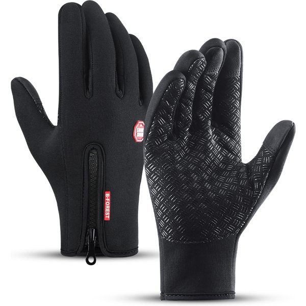 Autumn Winter Motorbike Gloves Windproof Anti-slip Touchscreen Fleece Keep Warm for Work Gloves Men Sports Bike Skiing Black