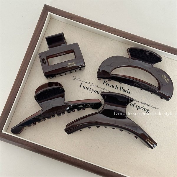 High-Grade Deep Sauce Acetate Grip French Atmosphere Hair Grip Back Head Temperament Quality Retro Shark Hairpin-image