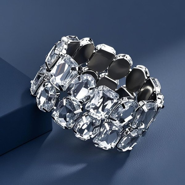 New Luxury Personality Exaggerated Rhinestone Fashion Trend Geometric Full Diamond Elastic Jewelry Simple Bracelet-image