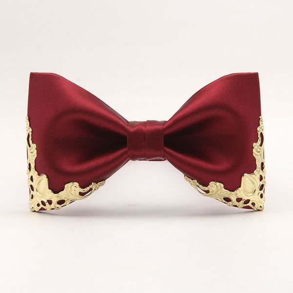 Unisex Fashion Men Wedding Wedding Groom Metal Edge Bow Tie Ethnic Palace Style Master Banquet Bow Tie-image