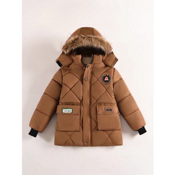 Boys' Winter Cotton Padded Jacket Trendy Style Fleece Lined Thickened for Warmth New Style 3-7 Years Old Toddler Boys Clothing