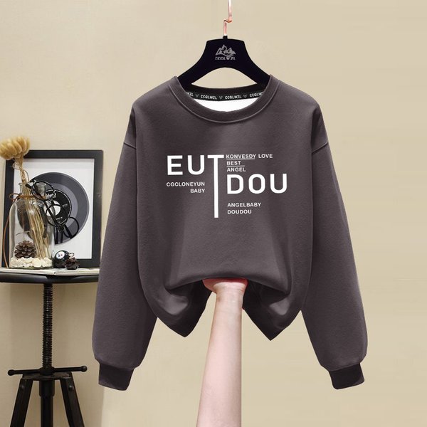 Women's Casual Hoodie Soft Cotton Fleece Lined Oversized Pullover Sweatshirt With Minimalist Print