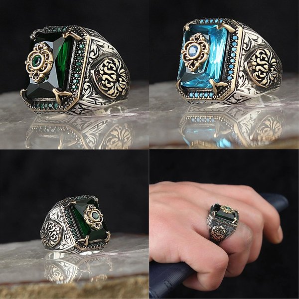 Huajie European American Cross-Border Hot-Selling Retro Design Ethnic Style Men's And Women's Texture Inlaid With Sea