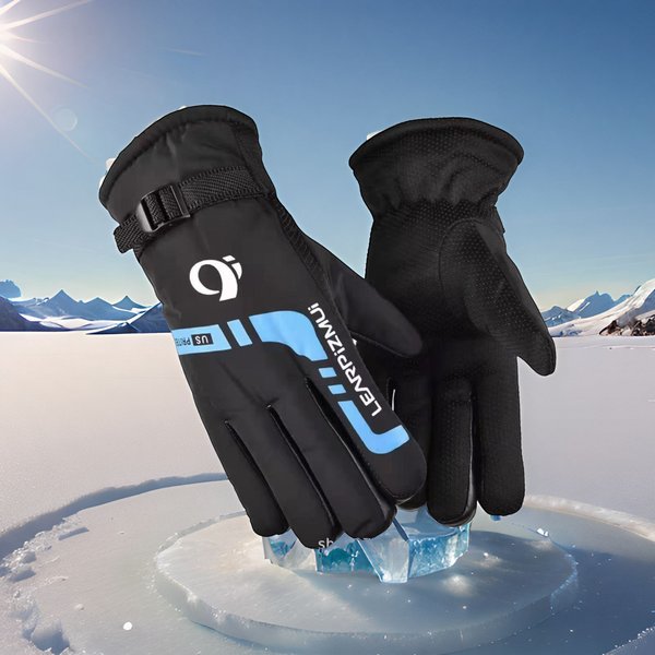 Winter Warm Gloves For Men - Fleece-Lined, Thickened, Skiing, Cycling, Windproof, Cotton-Padded Motorcycle Gloves-image