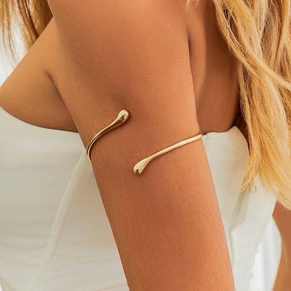 Ingemark Simple Vintage Water Drop Open Cuff Bangles For Women Goth Geometric Arm Bracelet Aesthetic Jewelry Gift New-image