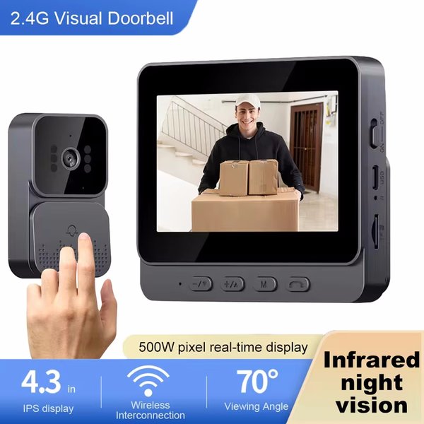 Doorbell Video Camera 2.4G Wifi IR Wireless Motion Detection Alarm Security Smart Home Door Bell Two-Way Intercom-image