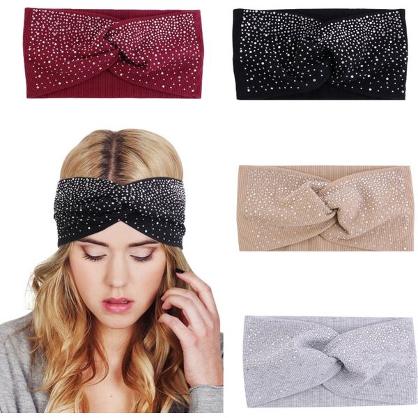 New Rhinestone Hot Diamond Headband Face Washing Headdress Cross Ladies Yoga Sports Headband Face Washing Headband Female-image