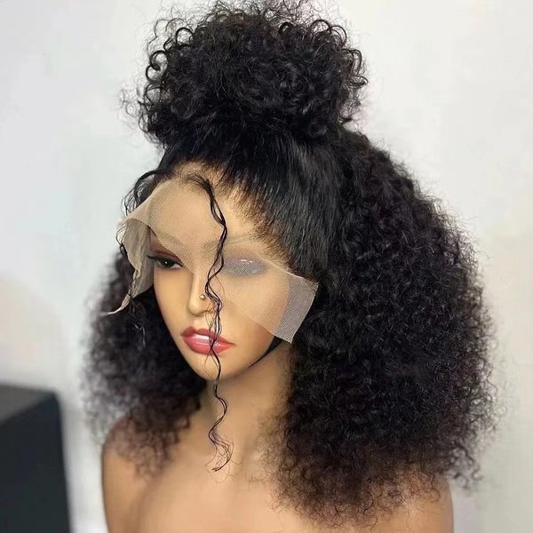 new hot sale black African small roll front lace wig chemical fiber full head cover fashion Natural realistic