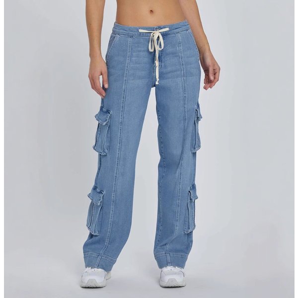 Women's Clothing Spring New Street Washed Overalls Women's Multi Pocket Wide Leg Lace Up Jeans