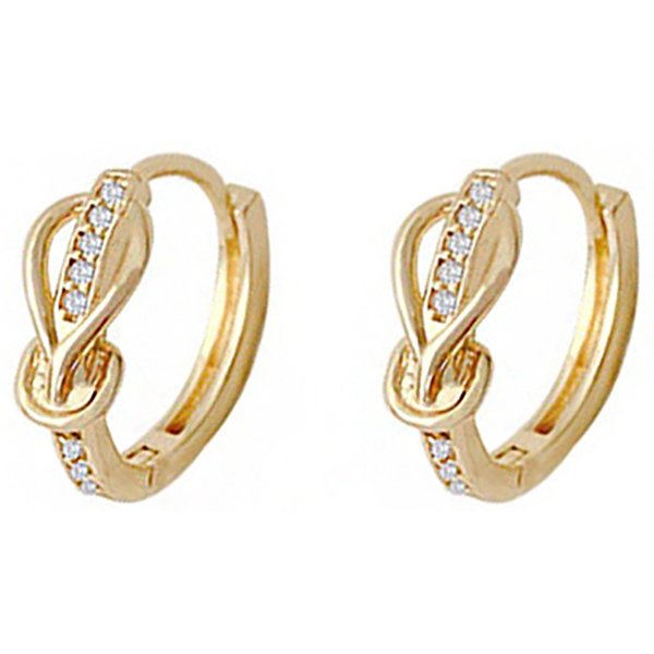 Copper Inlaid Zircon Design Simple Personality Knot Geometric Versatile Earrings Ladies Fashion Earrings Gold Earrings-image
