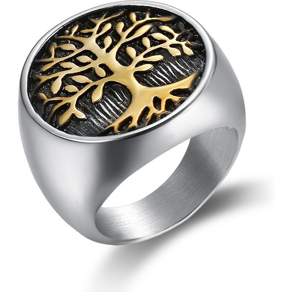 spot 316 stainless steel leaf men's tree of life ring ring personality retro titanium steel ring