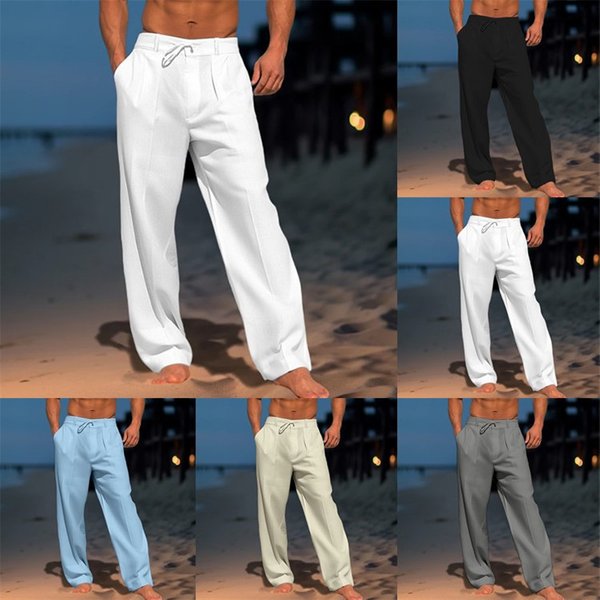Men's Clothing Summer Beach Pants Front Pocket Solid Color Comfortable Breathable Casual Daily Vacation Basic Style-image