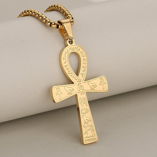 Fashion Trendy Hip-Hop Personality Stainless Steel Ancient Egyptian Symbol Ankh Cross Men's Pendant