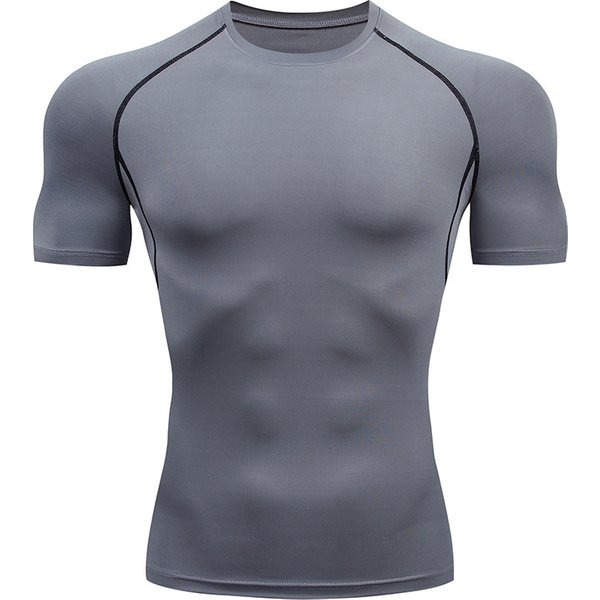 Man's Clothing Sports Tights Fitness Wear Men's Running Basketball Base Shirt Large Size Yoga Sports Wear Round Neck Short Sleeves