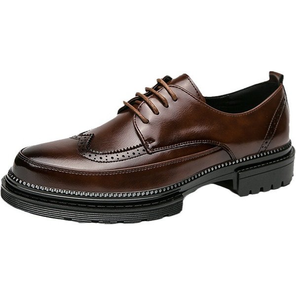 Cross-Border Korean Version Wedding Groom Men's Business Formal Brogue British Style Casual Leather Shoes