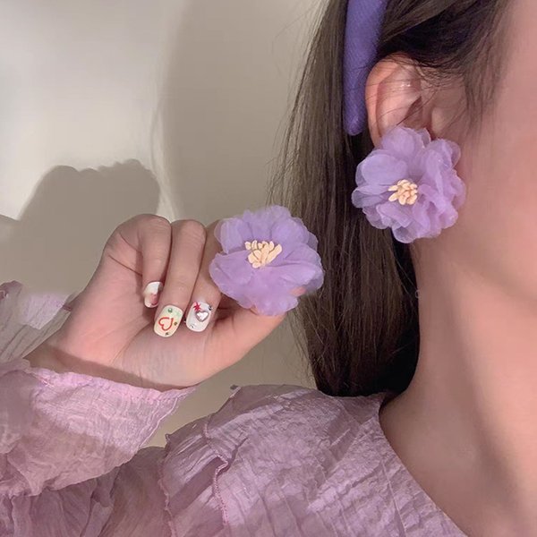Women’S Jewelry Set Fashion Camellia Earrings Seaside Holiday Style Flowers Spring And Summer New Style Super Fairy Sweet Earrings For Women-image