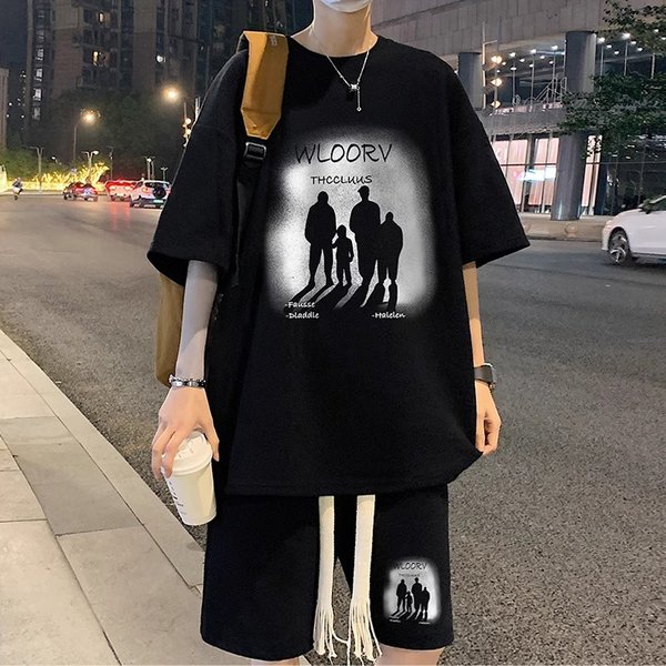 Men's Clothing Waffle Sports Short Sleeved Shorts Two Piece Suit Youth Suit