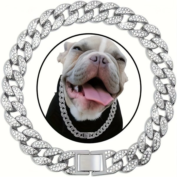 Large Medium Small Pet Accessories Cat Dog Collar 15Mm Hip Hop Style Diamond-Encrusted Cuban Chain Full Diamond Factory-image