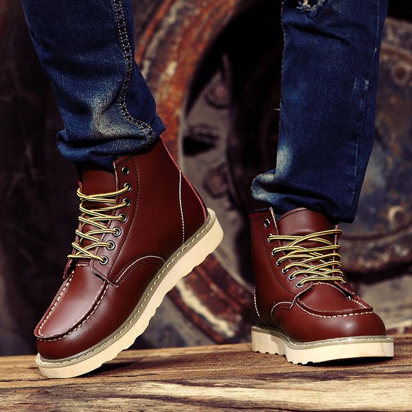 Martin Boots Men's Spring And Autumn British Style American Retro Short Boots, Workwear Leather Shoes, High Top-image