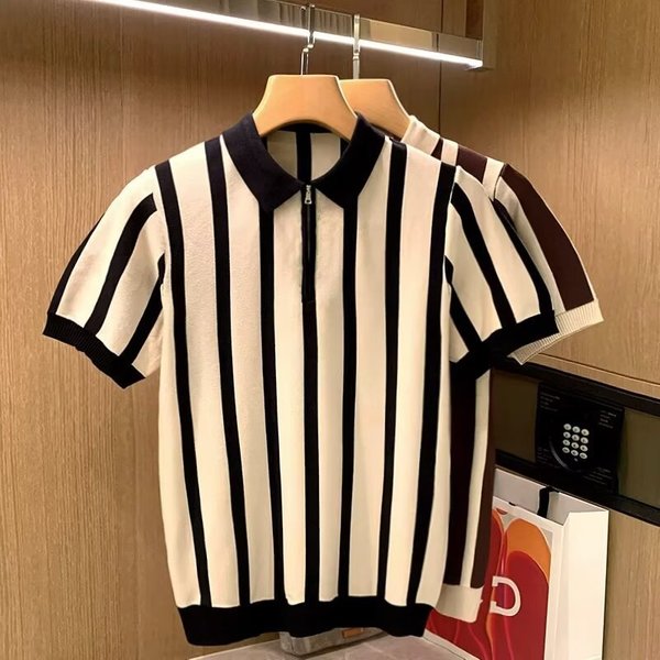 Men's Slim Fit Polo Shirt - Breathable Knit Fabric, Classic Collar, Casual & Comfortable Short Sleeve Top For Summer-image