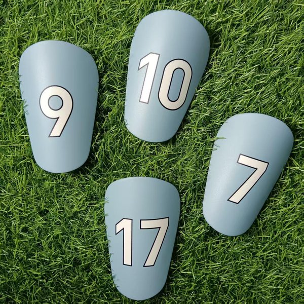 Adjustable Soccer Shin Guards With Player Number Designs (7,9,10,17) - Lightweight Plastic Leg Protection For Football, Basketball & Volleyball-image