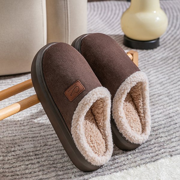 Cotton Slippers Women Autumn Winter, Keeping At Home Couples. Thick Soled, Non Slip, And Thick Velvet Added To Warm Feet-image