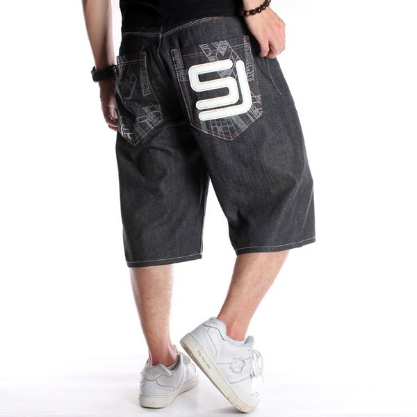 Man's Clothing Hip Hop Denim Shorts Men's Loose Printed Capri Pants Trend Plus Fat Plus Size Skateboard Medium Pants-image