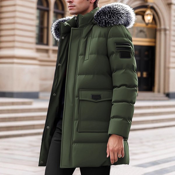 Men's Winter Parka With Detachable Hood – Oversized Long Coat (Eu XXS-XXXL, Heavyweight Polyester)-image