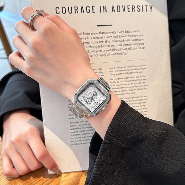 Women's Watches Classic Steel Band Watch Fashion Cool Square Watch Senior Couple Watch-image