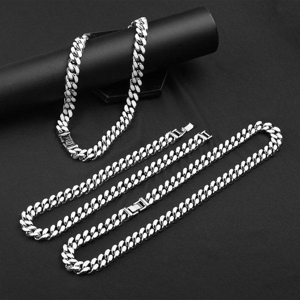 White Vinyl Men's Hip-Hop, Women's Collarbone Chain, Contrasting Color, Cuban Thick Necklace, Trendy Necklace-image