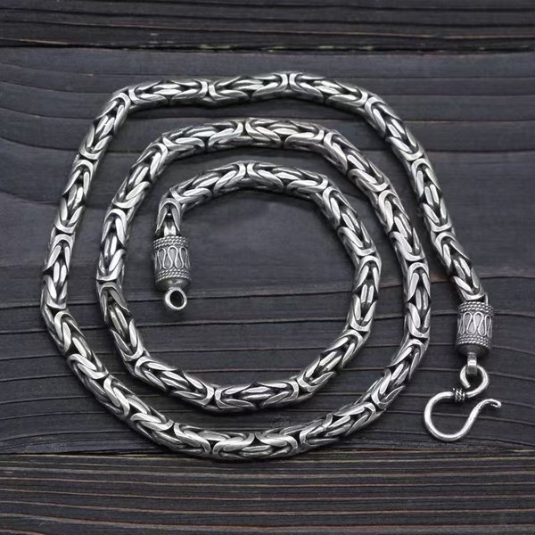 Collier Ethnique Motif Paix Pour Homme, ChaîNe En Os De Dragon De Marque Cubaine Tendance, Style Punk Hip-Hop Audacieux Et Tendance-image