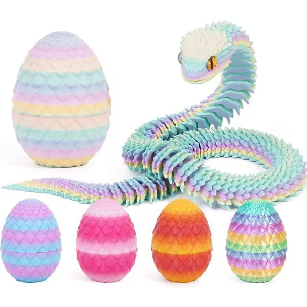 3D Printing Action Figure Snake Egg Toys Creative Stress Relief Anime Figures Moveable Rotation Desktop Ornaments Gift