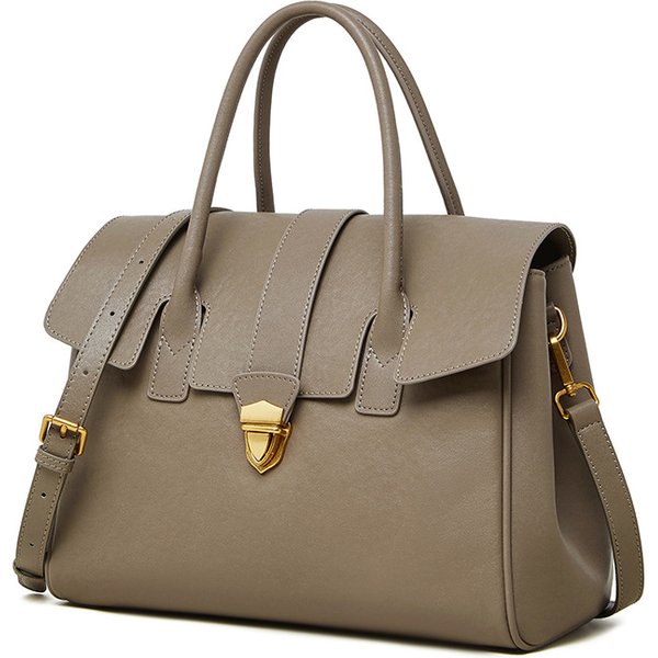 Vintage Leather Tote Bag Plant-Tanned Cowhide Large Capacity Briefcase Large Commuter Bag For Women On Business Trips-image