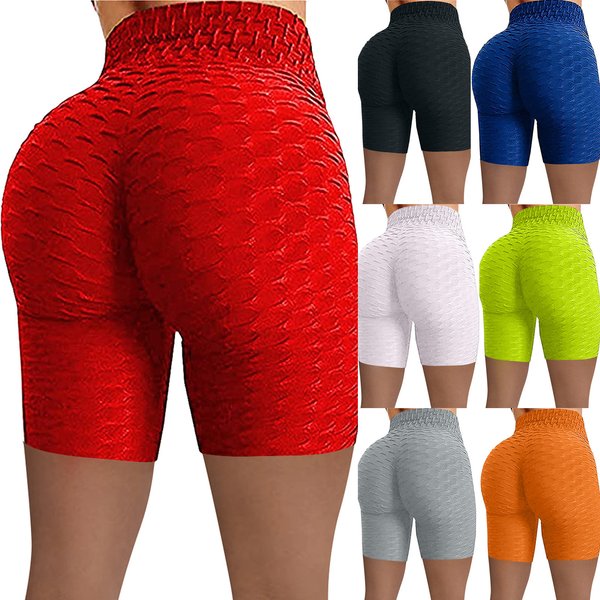 Women's Clothing High Waist Hip Sports Jacquard Bubble Yoga Pants Five Point Elastic Large Size Shorts For Women-image
