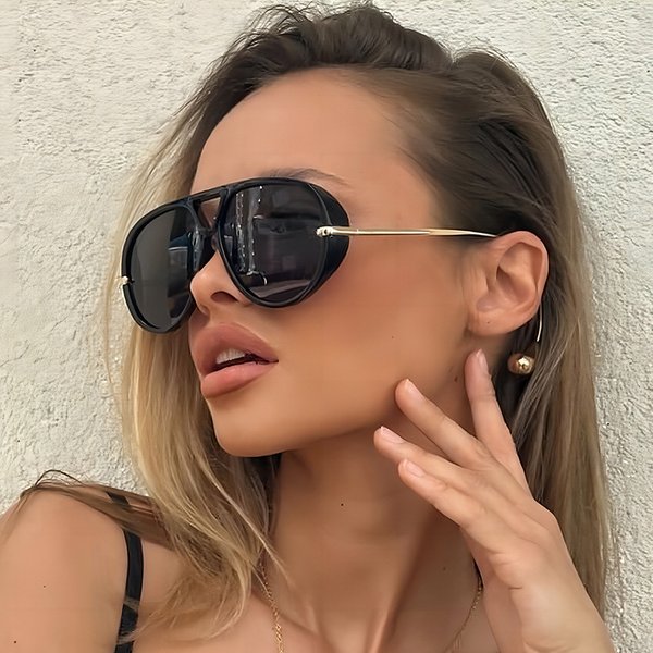 European American Fashion Large-Frame Classic Double-Bridge Sunglasses, New Cross-Border Model, Personalized Outdoor Sun-image