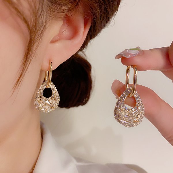 Women's Exquisite High End Lady Style Water Drops A Two Wear Earrings-image