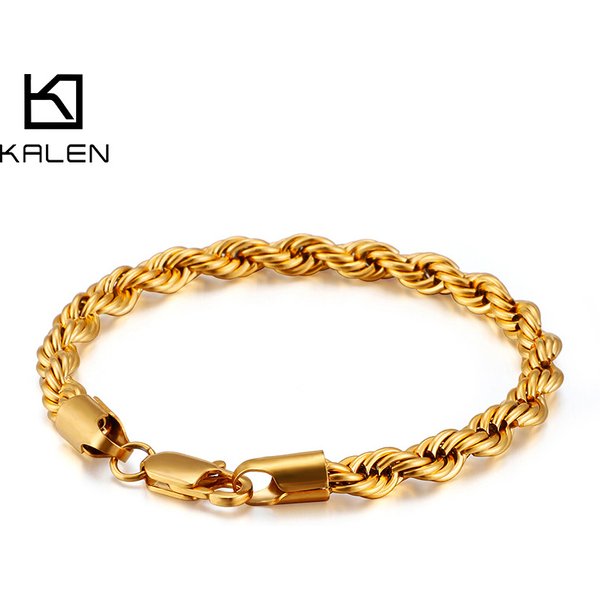 Men's Bracelets Titanium Steel Jewelry Gold Two Color Twist Chain Unisex Stainless Steel Bracelet Jewelry