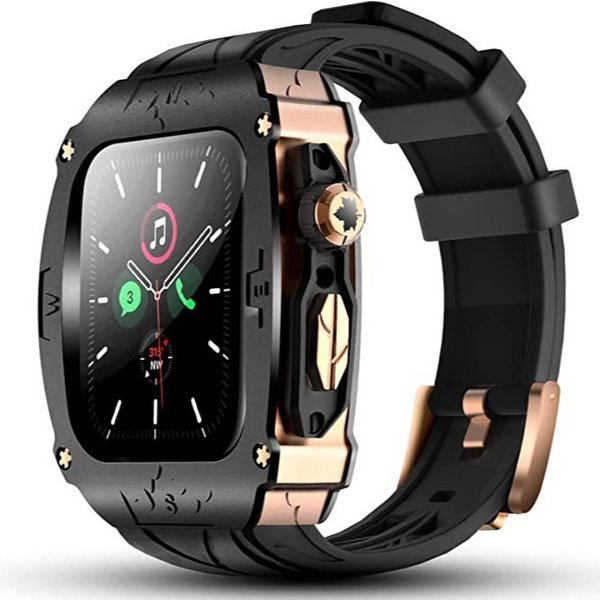 Suitable For Apple Watch Integrated Strap Metal Silicone Model Apple Iwatch S9876 Strap 44Mm45Mm-image