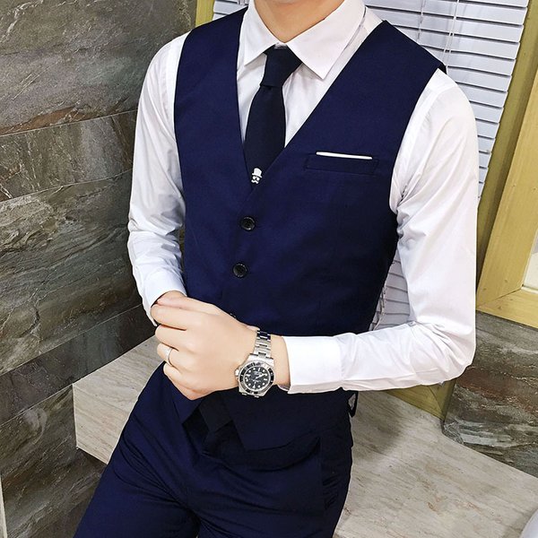 Men's Clothing 6 Color Men's Slim Vest Best Man Vest V Neck Single Breasted Vest S 6XL