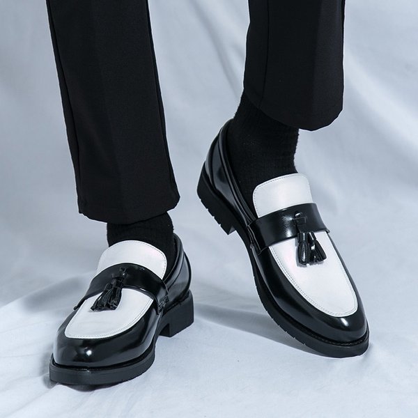 2025 Spring New Large Formal Business Leather Blok Men's Set, Foot Tassel, One Step Step, Le Fu Shoes 46-image