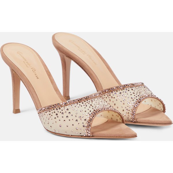 P9Trade Stiletto Heel Rhinestone High Heel Slippers Pointed Toe Open Toe Slip-On High Heel Sandals Fashionable European And American Style Versatile-image
